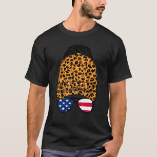 Camiseta Rapariga com bandeira dos Estados Unidos Óculos Le