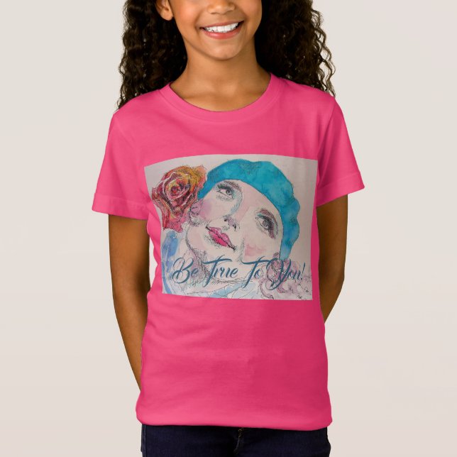 Camiseta Rapariga Com Beret Rosa vermelha Ser Meninas Verda (Frente)