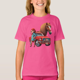 Camiseta Rapariga com Cavalo de Carro Mustang