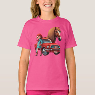 Camiseta Rapariga com Cavalo de Carro Mustang