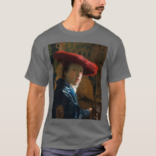 Camiseta Rapariga com chapéu vermelho Johannes Vermeer 1665