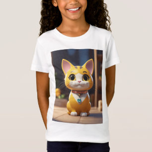 Camiseta Rapariga com Imagem de Gato Encantador"
