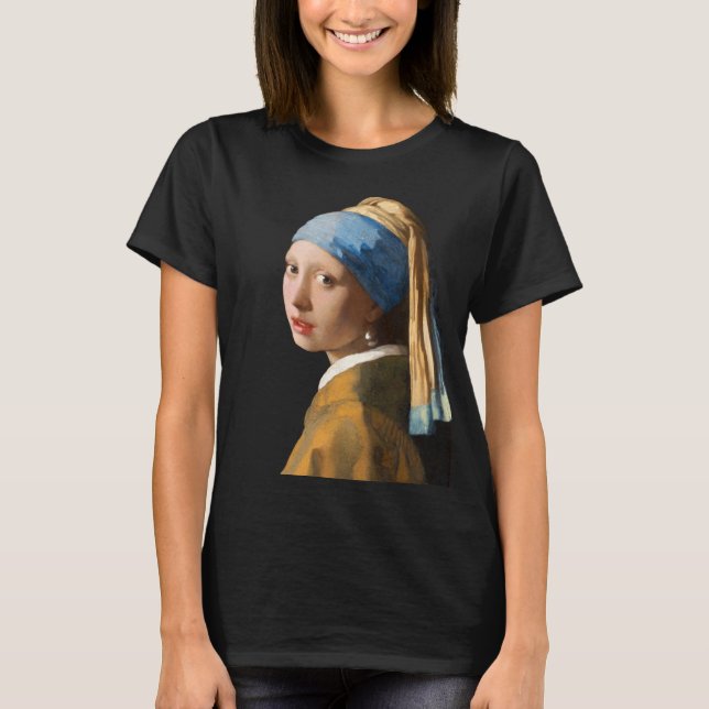 Camiseta Rapariga com pintura de retrato de pérolas (Frente)