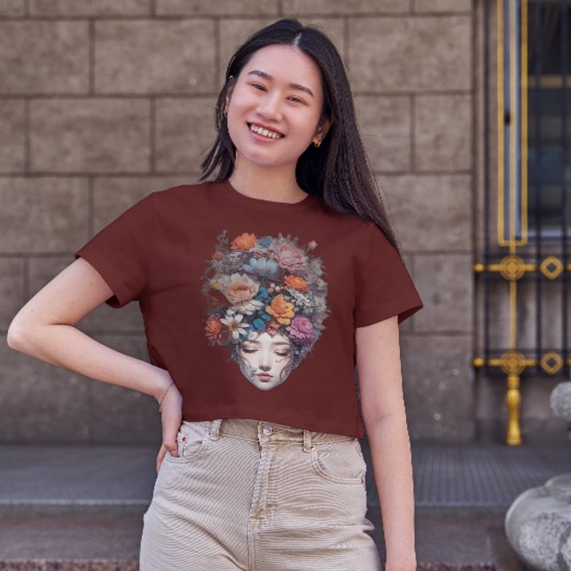 Camiseta Rapariga com T-Shirt de Cabeça Flor (Criador carregado)