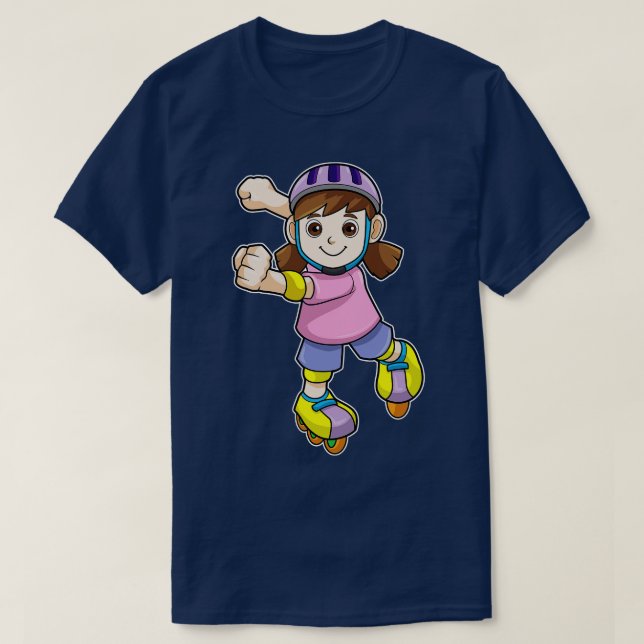Camiseta Rapariga como Patinadora com Capacete de Skates (Frente do Design)