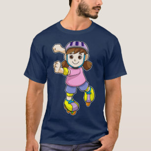Camiseta Rapariga como Patinadora com Capacete de Skates