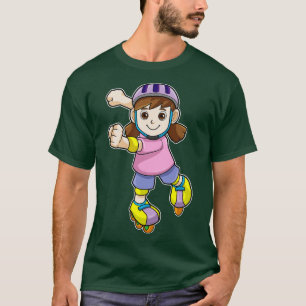 Camiseta Rapariga como Patinadora com Capacete de Skates