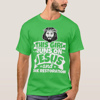 Camiseta Rapariga corre em Jesus e restauração do livro