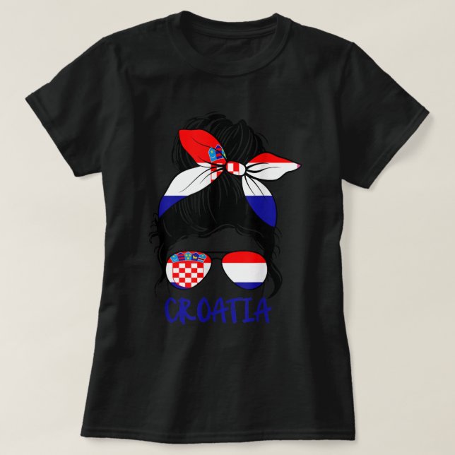 Camiseta Rapariga Croata Mulher Croata Orgulhosa Bandeira C (Frente do Design)