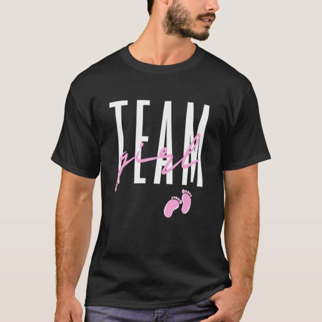 Camiseta Rapariga Da Equipe Rever Chá de fraldas Rosa Ou Az (Frente)