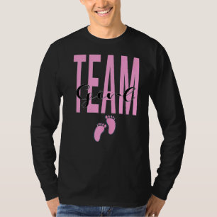 Camiseta Rapariga Da Equipe Rever Chá de fraldas Rosa Ou Az