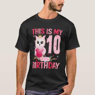 Camiseta Rapariga de 10 anos Coruja Coruja 10 Aniversário 2