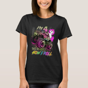 Camiseta Rapariga de 4 anos ama caminhonete monstro e Unicó