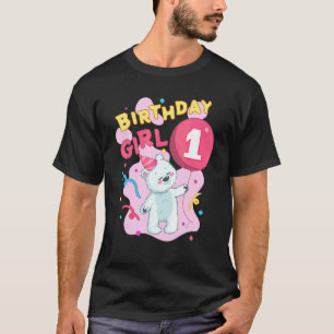 Camiseta Rapariga de aniversário 1 Urso Bonito Motif Filha 