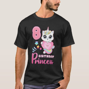 Camiseta Rapariga de Aniversário, 8 Anos, Um Gato Giro Cuga