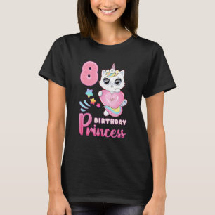 Camiseta Rapariga de Aniversário, 8 Anos, Um Gato Giro Cuga