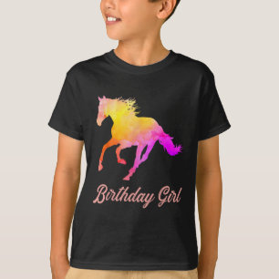 Camiseta Rapariga de Aniversário Cavalo Amadurece Aquarela 