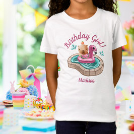 Camiseta Rapariga de aniversário da Festa de Piscina de Cap