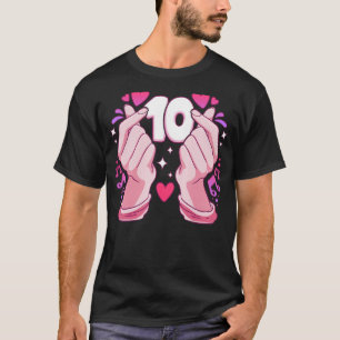 Camiseta Rapariga de aniversário de 10 anos, coração do pop