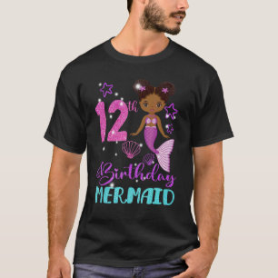 Camiseta Rapariga de aniversário de 12 anos 12 Sereia de an