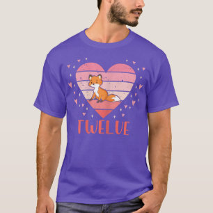 Camiseta Rapariga de aniversário de 12 anos de Raposa Cura 