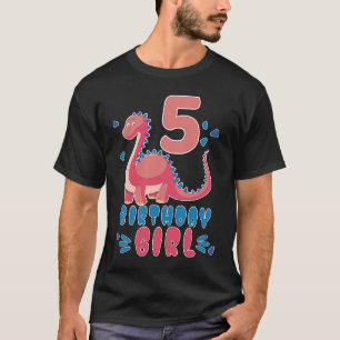 Camiseta Rapariga de aniversário de 5 anos Dinossauros coin