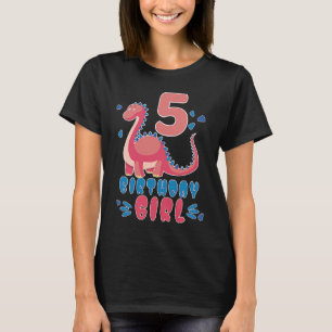 Camiseta Rapariga de aniversário de 5 anos Dinossauros coin