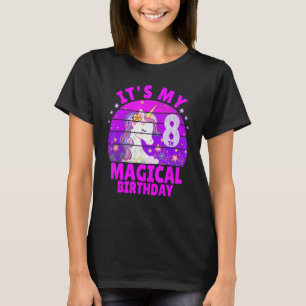 Camiseta Rapariga de aniversário de 8 anos Unicórnio Roxo V