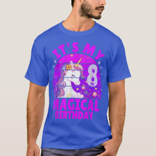 Camiseta Rapariga de aniversário de 8 anos Unicórnio Roxo V
