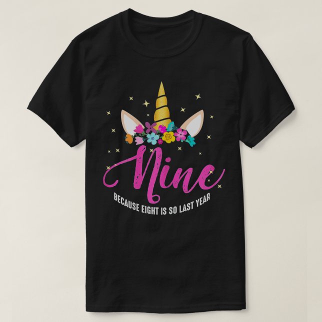Camiseta Rapariga de aniversário de 9 anos presente no Unic (Frente do Design)