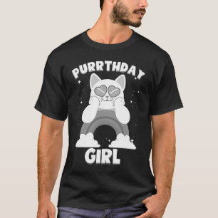 Camiseta Rapariga de Aniversário Gato de Purthday Themed Cr