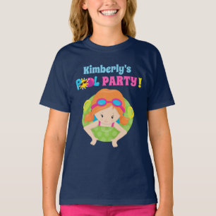 Camiseta Rapariga de aniversário ruiva de Piscina