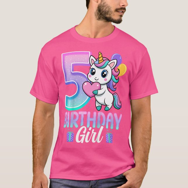 Camiseta Rapariga de aniversário Unicórnio, 15 anos, 5 Par  (Frente)