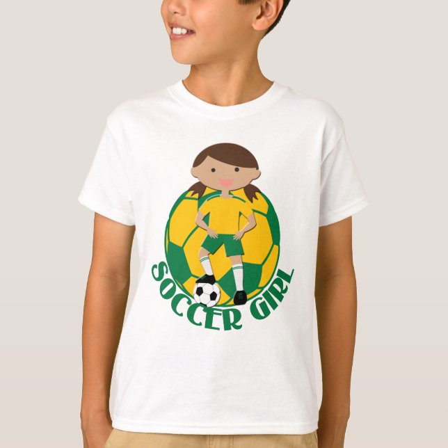 Camiseta Rapariga de futebol 4 e Ball Green e Yellow v2 (Frente)