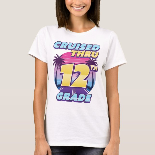 Camiseta Rapariga de Graduação Cruzada através do 12 (Frente)