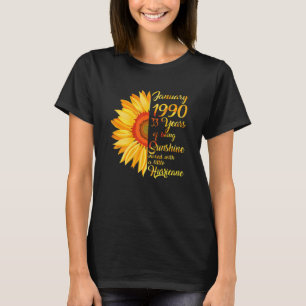 Camiseta Rapariga de Janeiro de 1990 TShirt 33 anos de idad