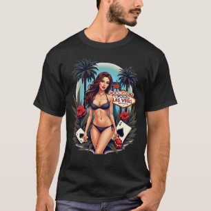 Camiseta Rapariga de Las Vegas Bikini Cartões Dice Souvenir