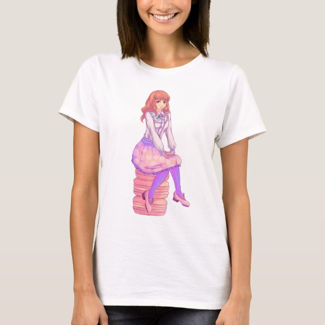 Camiseta Rapariga de Macaron Rosa (Frente)
