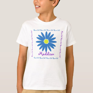 Camiseta Rapariga de margarida azul e roxa
