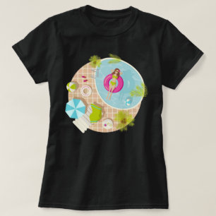 Camiseta Rapariga de natação na praia de verão de biquíni