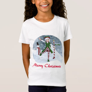 Camiseta Rapariga de Natal numa Floresta de inverno