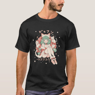 Camiseta Rapariga de Natal Waifu Kawaii Japão Holida