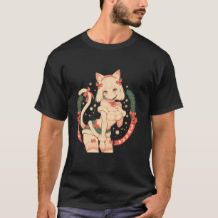Camiseta Rapariga de Natal Waifu Kawaii Japão Holida