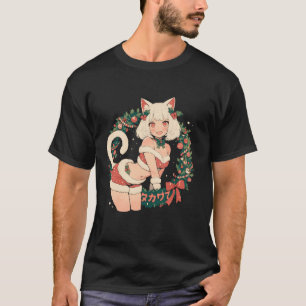 Camiseta Rapariga de Natal Waifu Kawaii Japão Holida