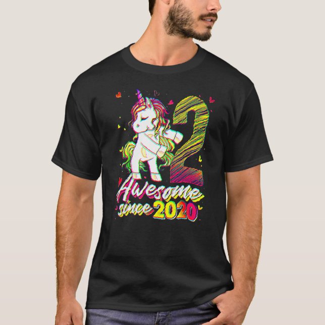 Camiseta Rapariga De segundo aniversário De Flosing Unicorn (Frente)