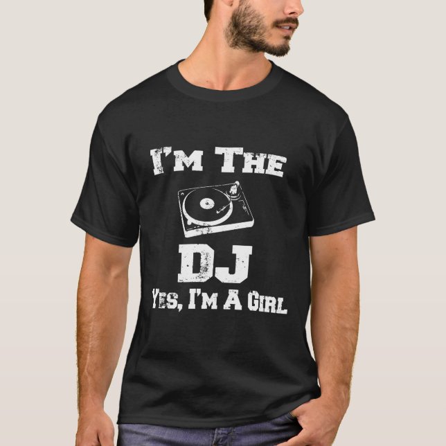 Camiseta Rapariga Dj Vintage Shirt Turntable (Frente)