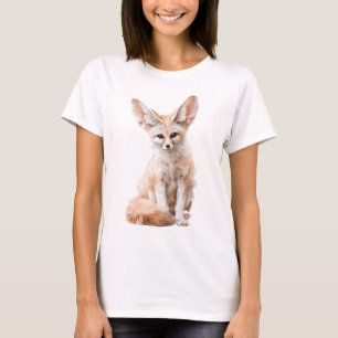Camiseta Rapariga do Deserto com Raposa Fennec em Aquarela