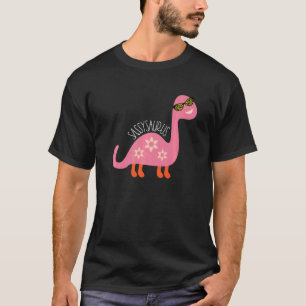 Camiseta Rapariga do Dinossauro Sassy Garota Coisa Rosa Leo