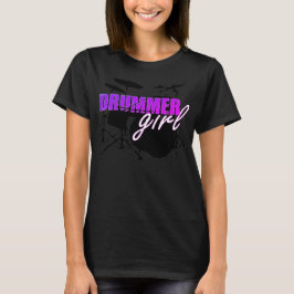 Camiseta Rapariga do Drummer - Texto roxo e branco
