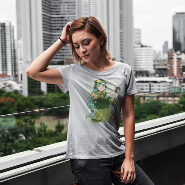 Camiseta Rapariga do Exército com Anime de Arma (Criador carregado)